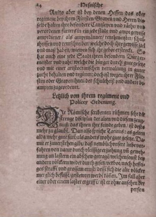 Letzlich von ihrem regiment vnd Policey Ordenung.