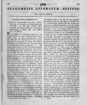 Bretschneider, K. G.: Clementine oder die Frommen und Altgläubigen unsrer Tage. Halle: Schwetschke 1841
