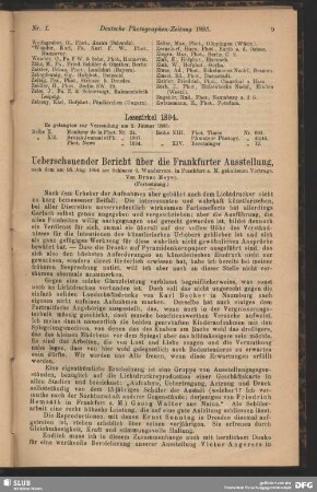 Ueberschauender Bericht über die Frankfurter Ausstellung