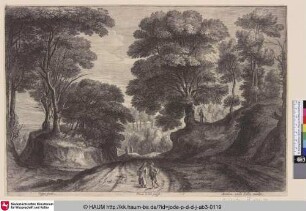 [Landschaft mit Bauernpaar auf einer Straße; Landscape with Peasant-Couple on a Road]