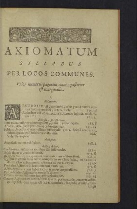 Axiomatum syllabus per locos communes.