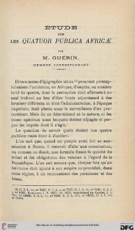 Sér. 4: Étude sur les Quatuor publica Africae