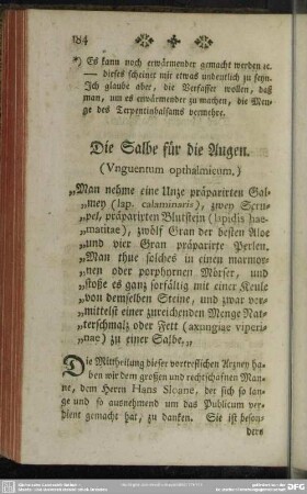 Die Salbe für die Augen