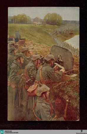 Maschinengewehre in Feuerstellung : Originalaufnahme