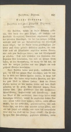 Sechste Ordnung. Insekten mit zwei Fluegeln. Diptera.