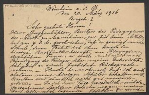 Brief an B. Schott's Söhne : 20.03.1916
