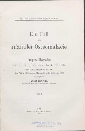 Ein Fall von infantiler Osteomalacie