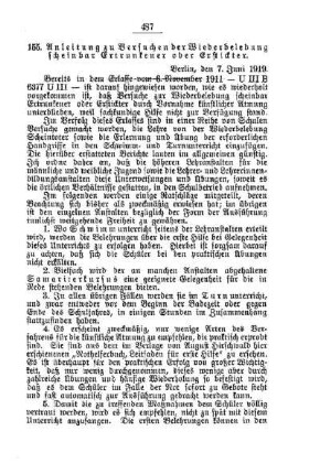 Anleitung zu Versuchen der Wiederbelebung scheinbar Ertrunkener oder Erstickter : [D. Allgemeine Angelegenheiten der Unterrichtsanstalten]