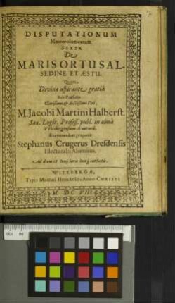 Disputationum Meteorologicarum Sexta De Maris Ortu Salsedine Et Aestu