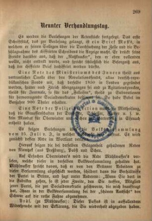 Neunter Verhandlungstag.