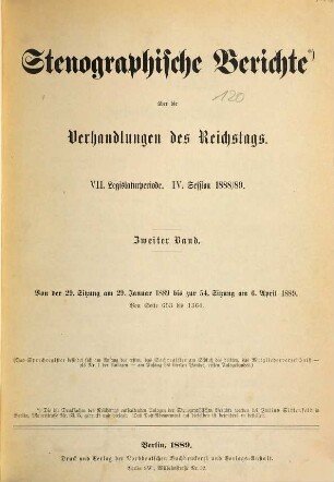 Verhandlungen des Reichstages. Stenographische Berichte. 106. 1888/89