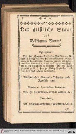 Der geistliche Staat des Bisthums Worms
