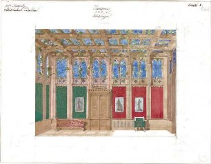 Gärtner, Friedrich von; München; Wittelsbacherpalast - Schlafzimmer (Ansicht)