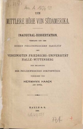 Die mittlere Höhe von Südamerika