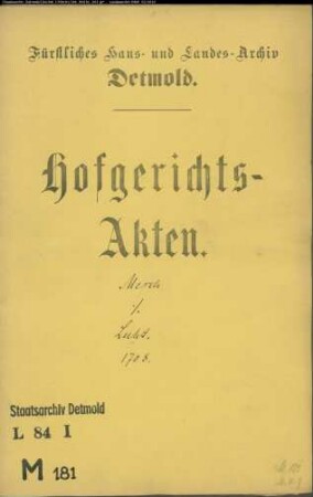 Mesch, Arnd Hermann, Müller zu Brokhausen gegen Kord Luht in Bösingfeld - Schuldforderung