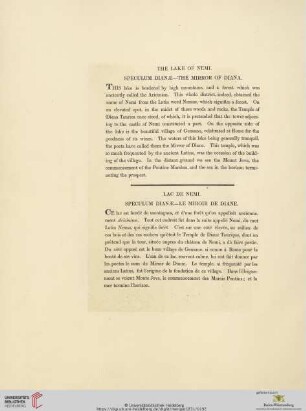 The Lake of Nemi. Speculum Dianae - The Mirror of Diana