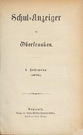 Schulanzeiger für Oberfranken. 4. 1879