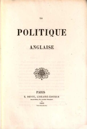 La politique anglaise