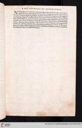 A gli studiosi di geographia