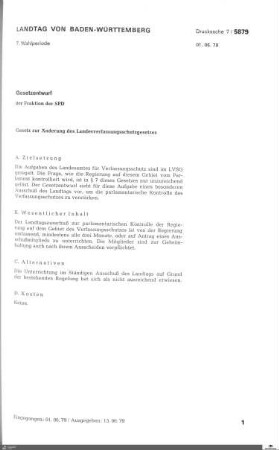 Gesetzentwurf der SPD: Änderung des Landesverfassungsschutzgesetzes