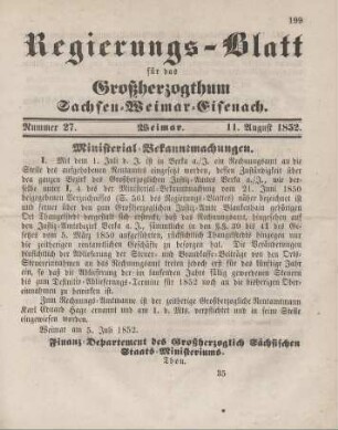 Nr. 27 : 11. August 1852