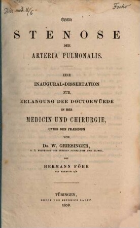 Über Stenose der arteria pulmonalis : (Inaug. Diss.)