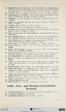 Antike Zinn- und Messing-Gegenstände, Bronzen (Nr. 181-323)