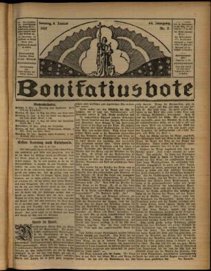 Erste Ausgabe vom Sonntag, den 09. Januar 1927.