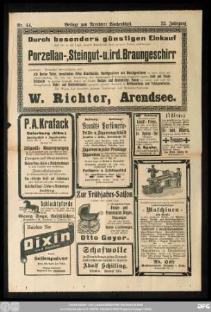 Arendsee'r Wochenblatt, Nr. 44. Beilage zum Arendseer Wochenblatt.