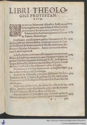 Libri Theologici Protestantivm.
