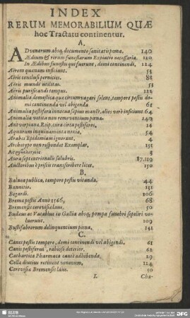 Index Rerum Memorabilium Quae hoc Tractatu continentur