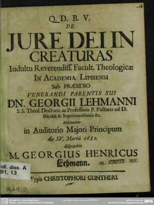 De jure Dei in creaturas