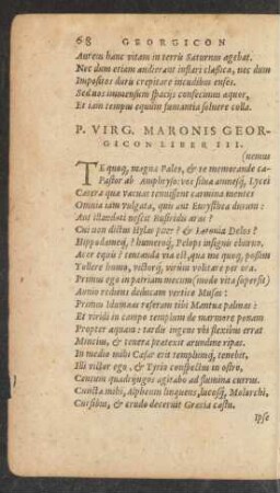P. Virg. Maronis Georgicon Liber III.