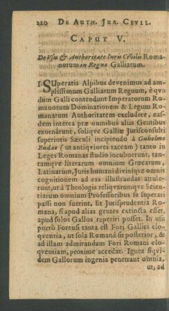 Caput V. De Usu et Authoritate Juris Civilis Romanorum in Regno Galliarum.
