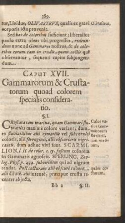Caput XVII. Gammarorum & Crustatorum quoad colorem specialis consideratio.