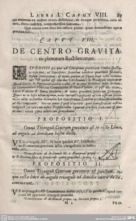 CAPUT VIII. DE CENTRO GRAVITAtis planorum Rectilineorum.