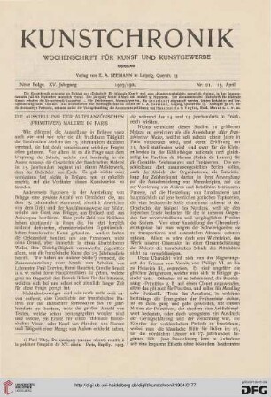 Die Ausstellung der altfranzösischen (primitiven) Malerei in Paris