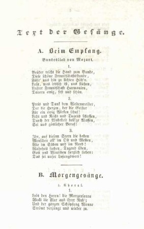 Text der Gesänge.