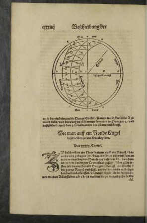 Wie man auff ein Ronde Kugel beschreiben sol ein Horologium. Das xxxix. Capitel.