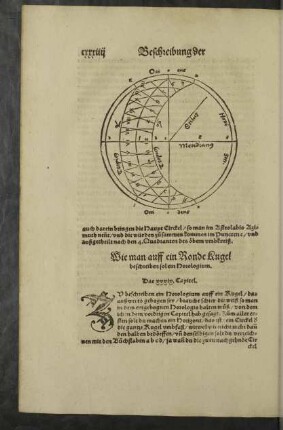 Wie man auff ein Ronde Kugel beschreiben sol ein Horologium. Das xxxix. Capitel.