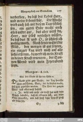 Morgen-Lied. Mel. Die Nacht ist für der Thür [et]c.