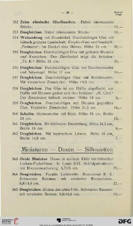 Miniaturen- Dosen- Silhouetten (Nr. 363-400)