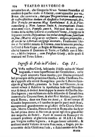 Ingresso di Fede in Velletri. Cap. II.