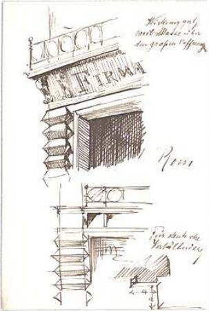 Littmann, Max; Italien; Deutschland; Reisezeichnungen - Hausfassade in Rom (Perspektive, Detail)