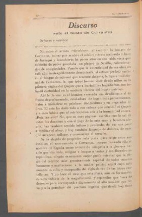Discurso ante el busto de Cervantes