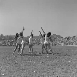 10. Jahresfeier der Pioniere in Sofia Mitwirkende junge Pioniere im Stadion