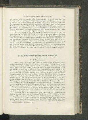 Hat die Röntgentherapie gehalten, was sie versprochen?