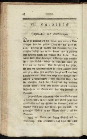 VII. Hauptstück. Jahrwechsel und Witterungen.