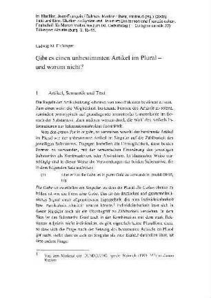 Gibt es einen unbestimmten Artikel im Plural : und warum nicht?