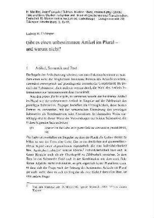Gibt es einen unbestimmten Artikel im Plural : und warum nicht?